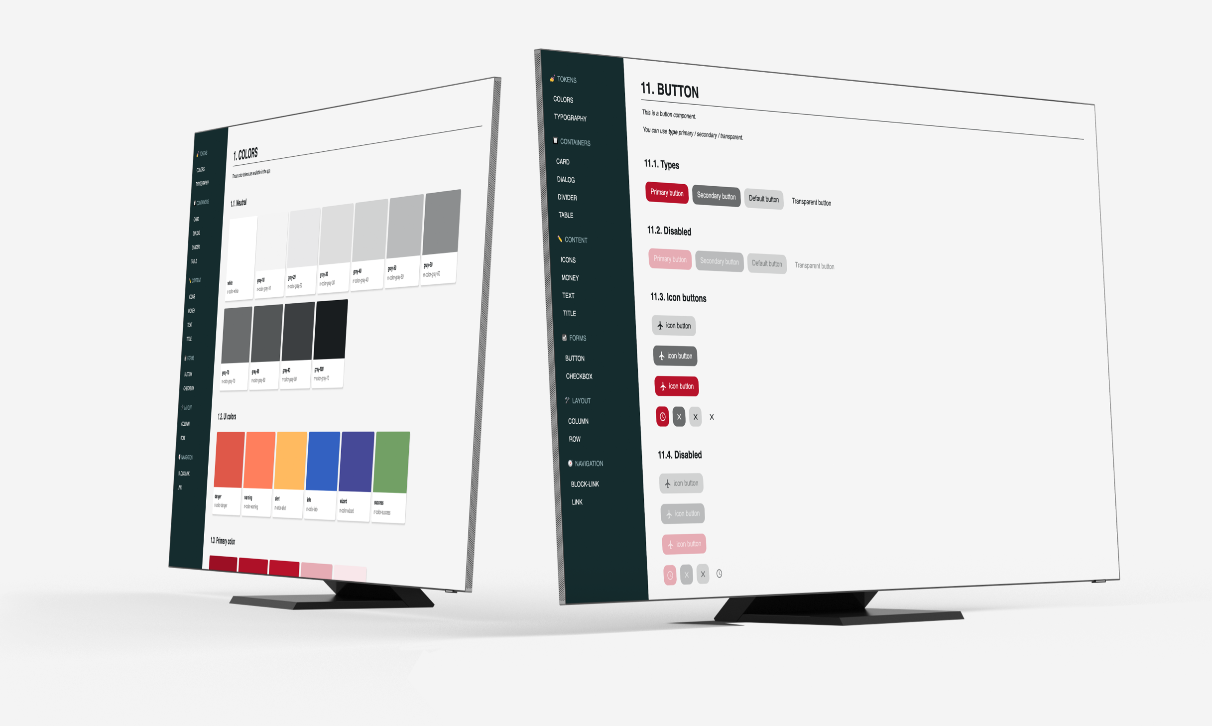 The colour palette in the design system