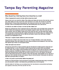 Dr. Halaas was featured in Tampa Bay Parenting Magazine