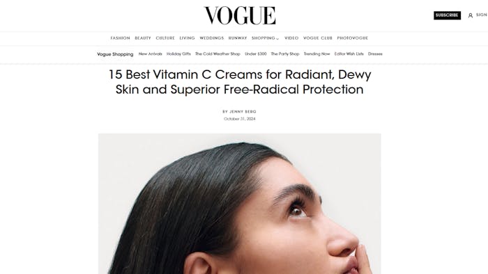 Dr. Halaas featured in Vogue article on the 15 Best Vitamin C Creams for Radiant, Dewy Skin and Superior Free-Radical Protection