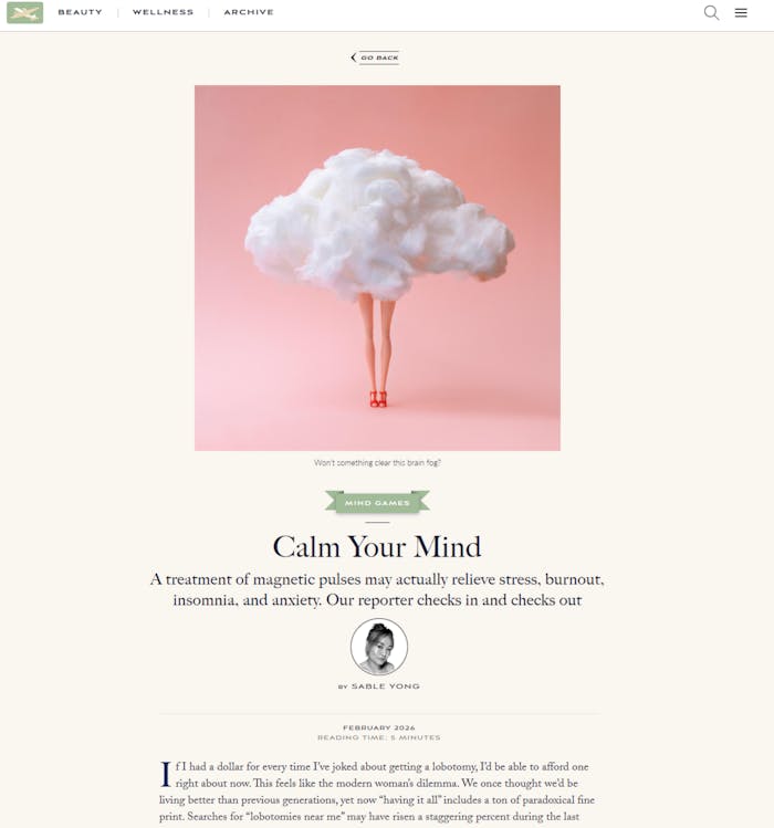 Dr. Halaas featured in Air Mail Article on Exomind, a treatment of transcranial magnetic stimulation.