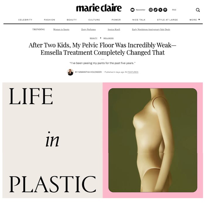 Dr. Halaas featured in Marie Claire Article on Emsella Treatments