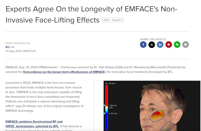 EMFACE's Non-Invasive Face-Lifting Effects