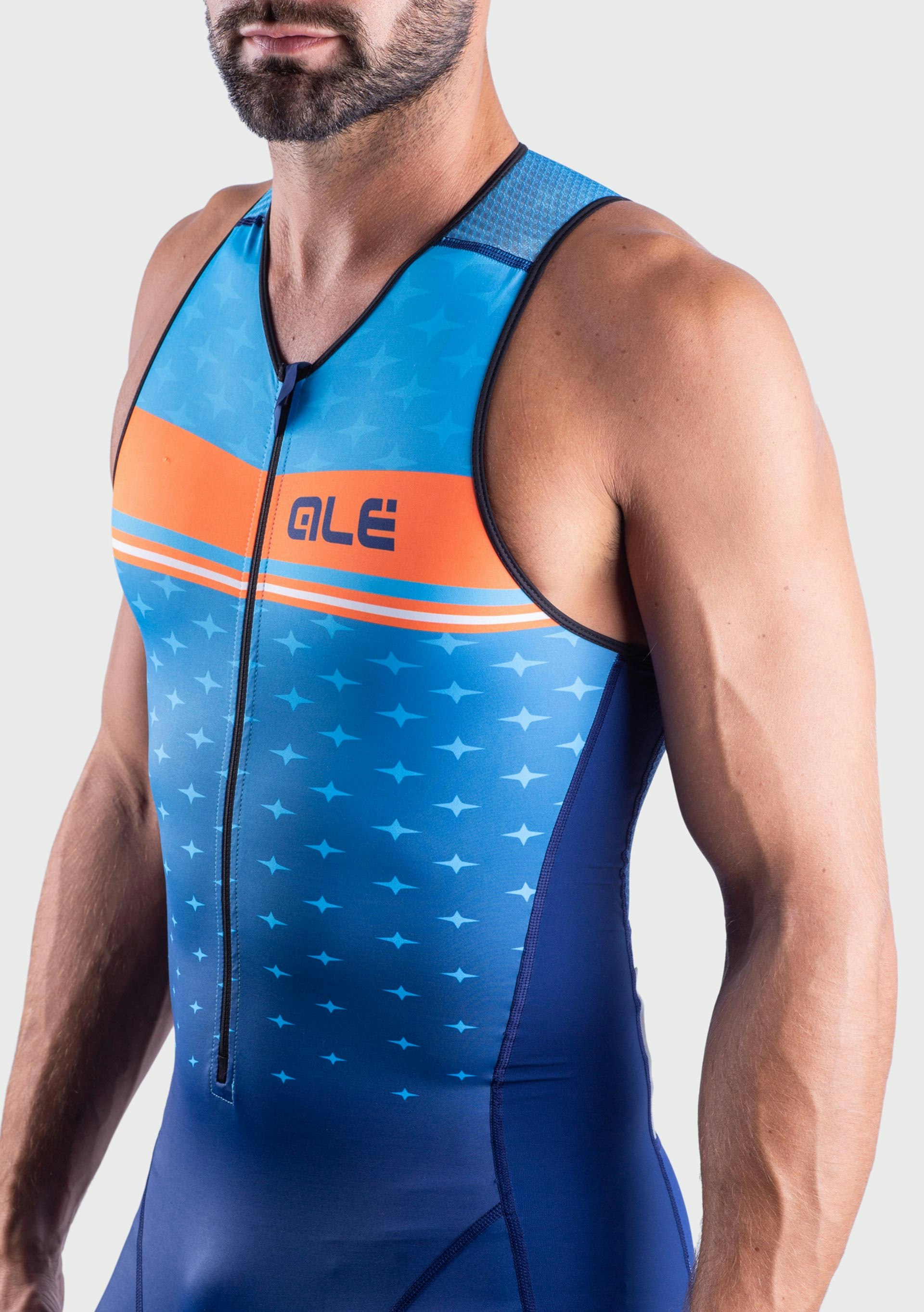 STARS LONG TRI MEN SLEEVELESS SKINSUIT TRI SHAMMY Blue