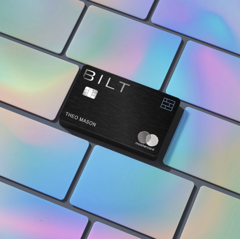 Bilt credit card on gradient background