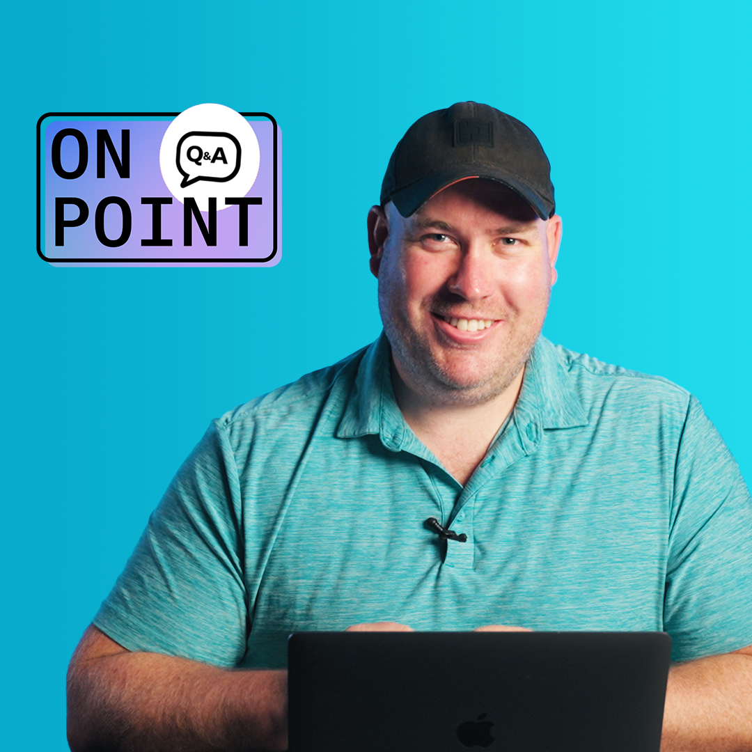 Richard Kerr on blue background with On Point Q&A logo in left corner.