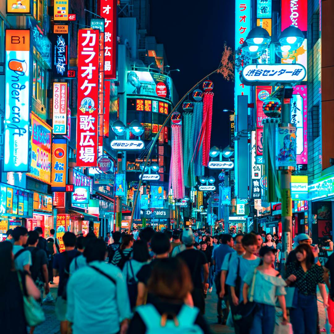 Streets of tokyo with neon signs