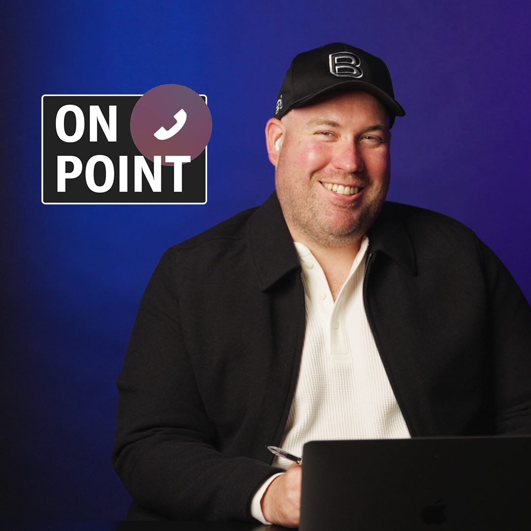 Richard Kerr on blue background with On Point logo in top left corner.