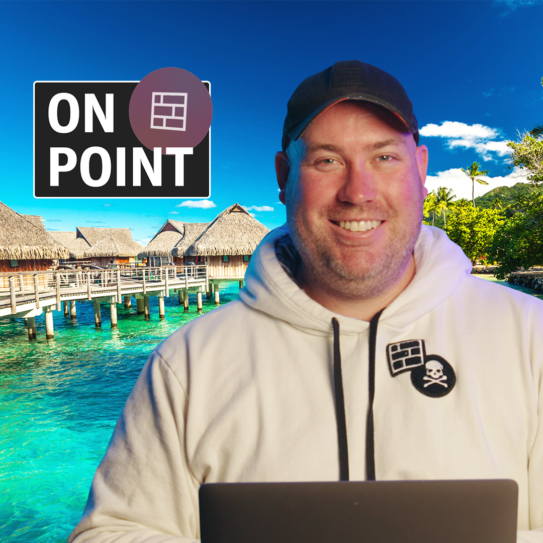 Richard Kerr in front of Bora Bora
