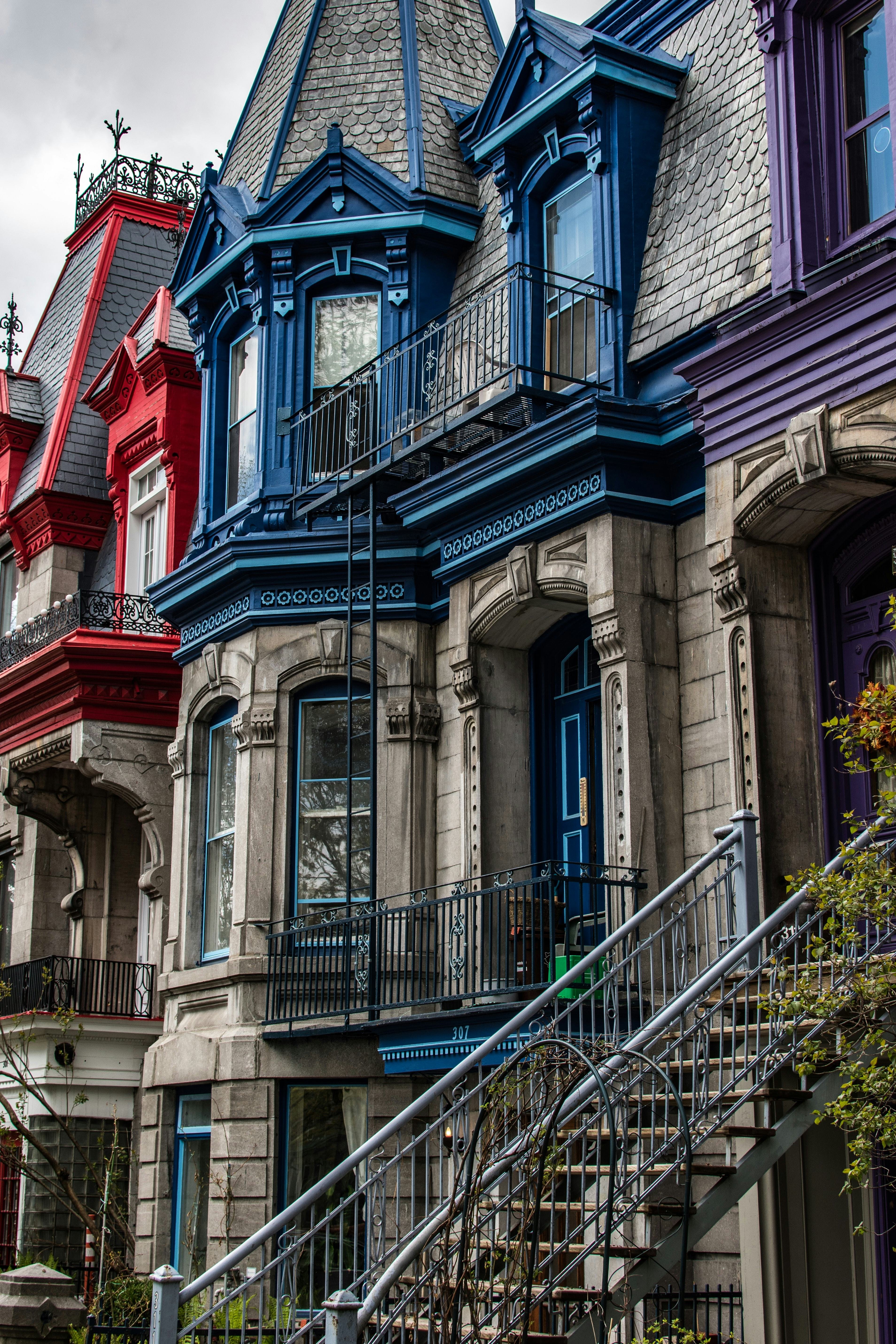A row of historic homes in Montreal, Canada