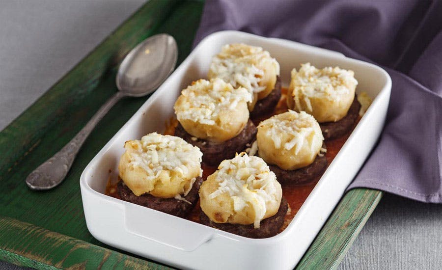 fırında soslu püreli köfte