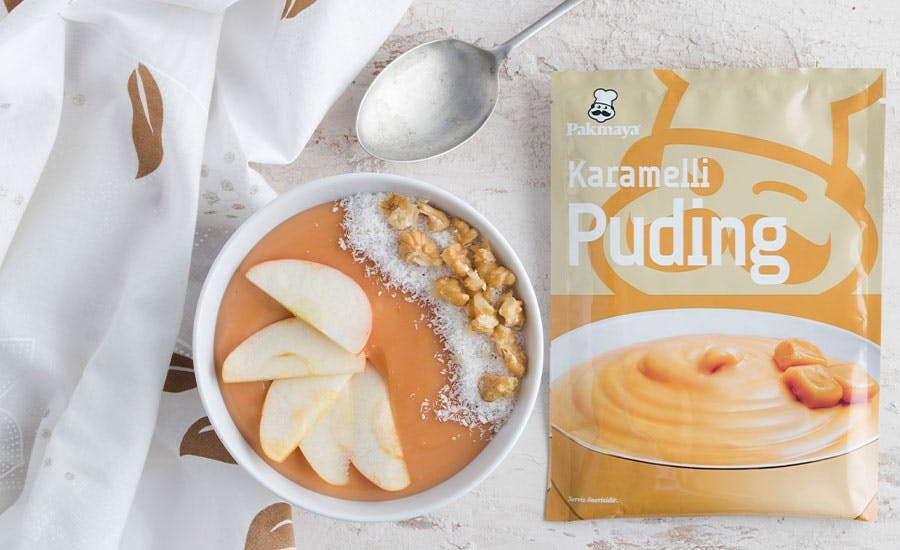 elmalı ve cevizli karamelli puding