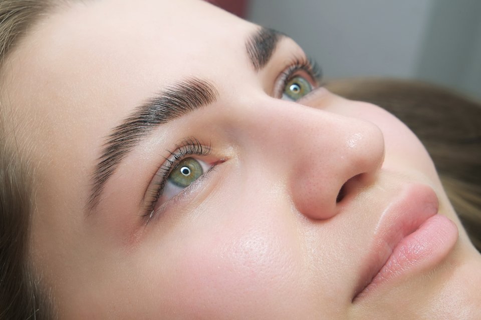 Woman with laminated eyebrows