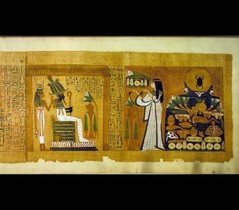 Book of the Dead as illustrated in the mortuary papyrus of a woman named Isty. Egypt. 
Credit Information: © 1988 The Field Museum ID# A110708c Photographers: Ron Testa and Diane Alexander White
