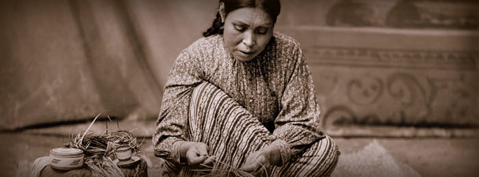 Image above: Woman identified as Annie Atliu, daughter of Chief Atlieu of the Nuu-chah-nulth (Nootka), weaving baskets, c.1904. © The Field Museum, CSA13533, Photographer Charles Carpenter.