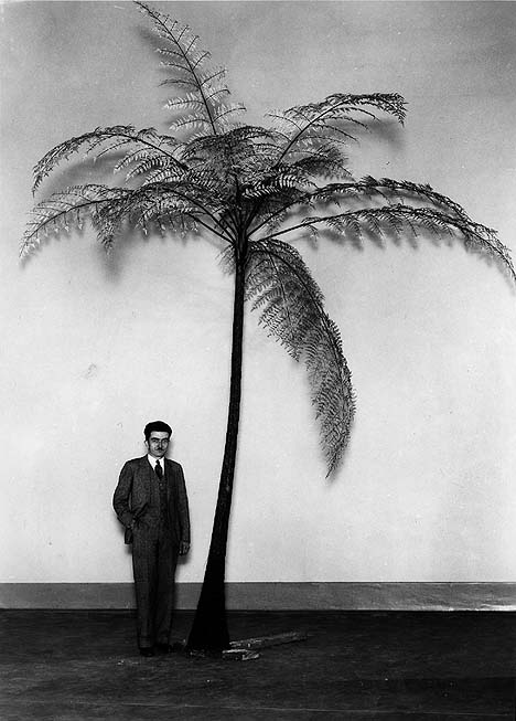 Emil Sella, Botany preparator with Psaronius tetrastichii, fossil plant model Marattiaceae.

Credit Information:
© 1932 The Field Museum
ID# CSB75426