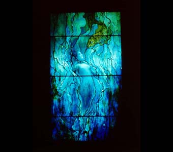 Tiffany window, mermaid and fish. Viewable in the Granger Hall of Gems on the Museum's upper level.Credit Information:© 1987 The Field Museum Neg. # GEO85117cPhotographer: Ron Testa