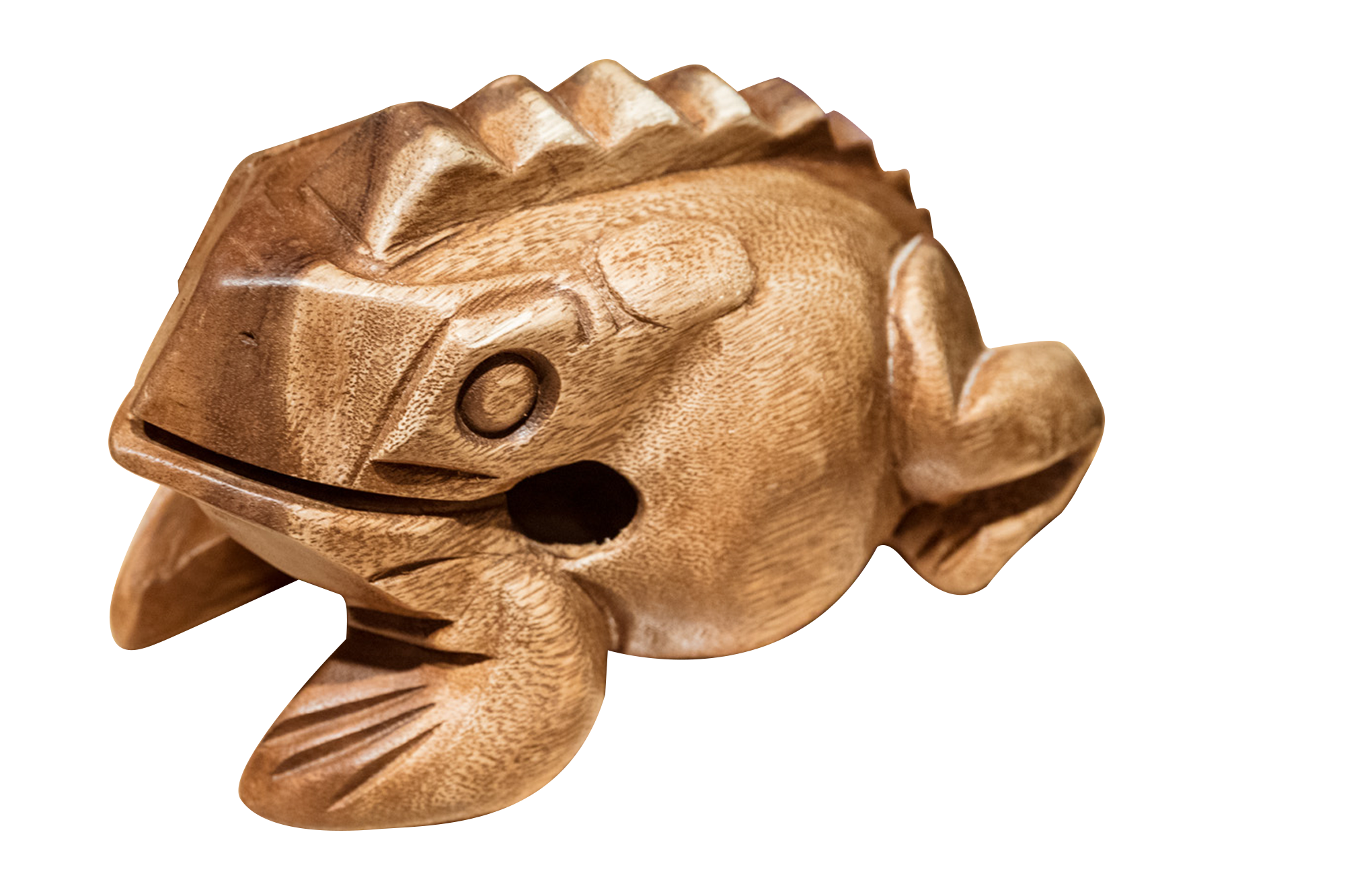 A carved wooden frog to use as a musical instrument
