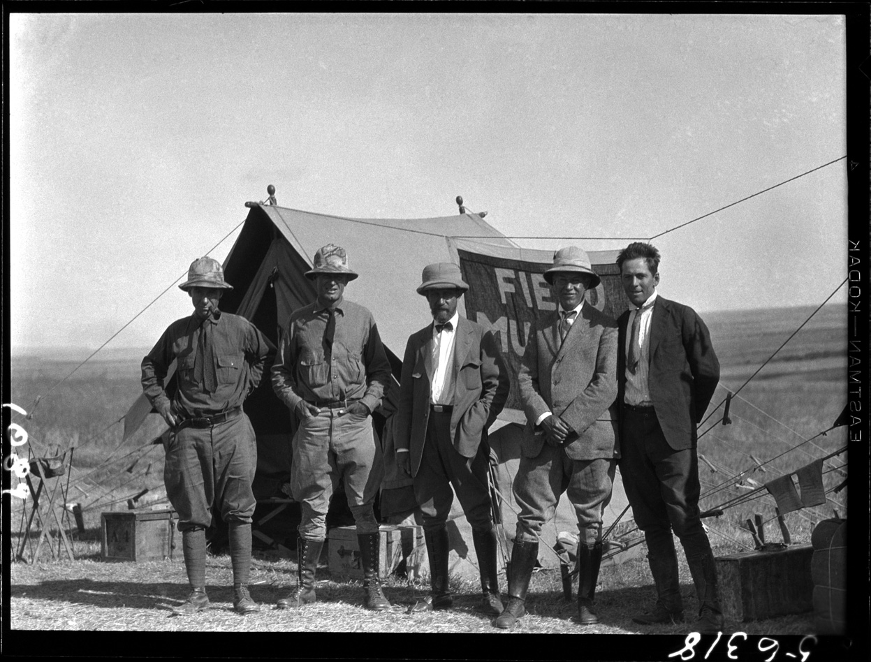 Daily News Abyssinian Expedition members, left to right, C. Suydam Cutting, Jack Baum, unidentified, Louis A. Fuertes, Alfred Bailey.Credit Information:© 1927 The Field MuseumID# CSZ56318Photographer: Alfred M. Bailey