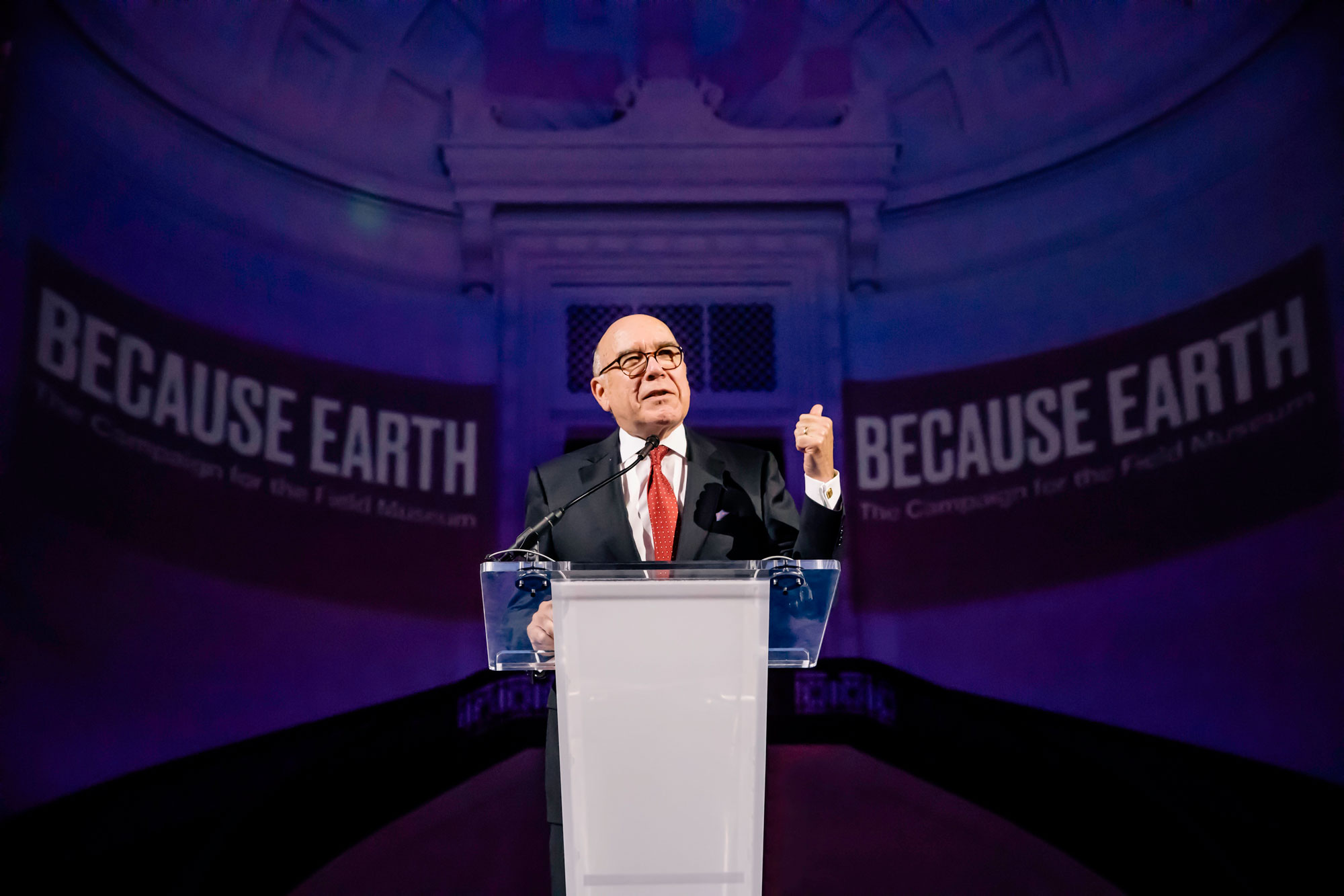 Field Museum president Richard Lariviere announcing the campaign.