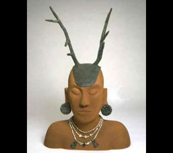 Hopewell copper jewelry on mannequin.Credit Information: © 1988 The Field MuseumID# A110046c Photographer: Ron Testa