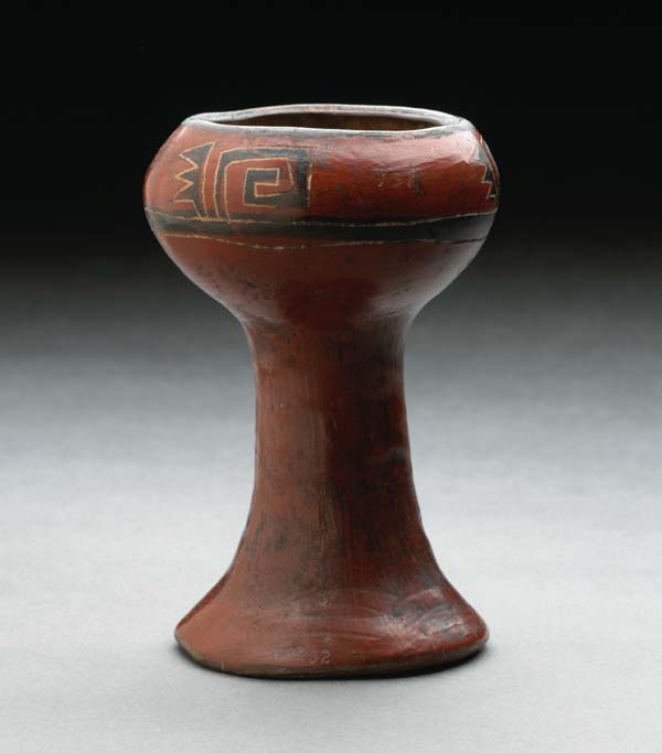 Small chalice. In 1519, the Aztec ruler Montezuma reportedly served chocolate in great golden goblets to his envious Spanish guests.
 
 
Credit Information:© 2002 The Field Museum ID# A114162d Photographer: John Weinstein