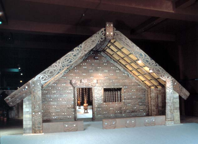 Maori Meeting House. 
Credit Information: © The Field Museum ID# A112518c Photographers: Diane Alexander White and Linda Dorman