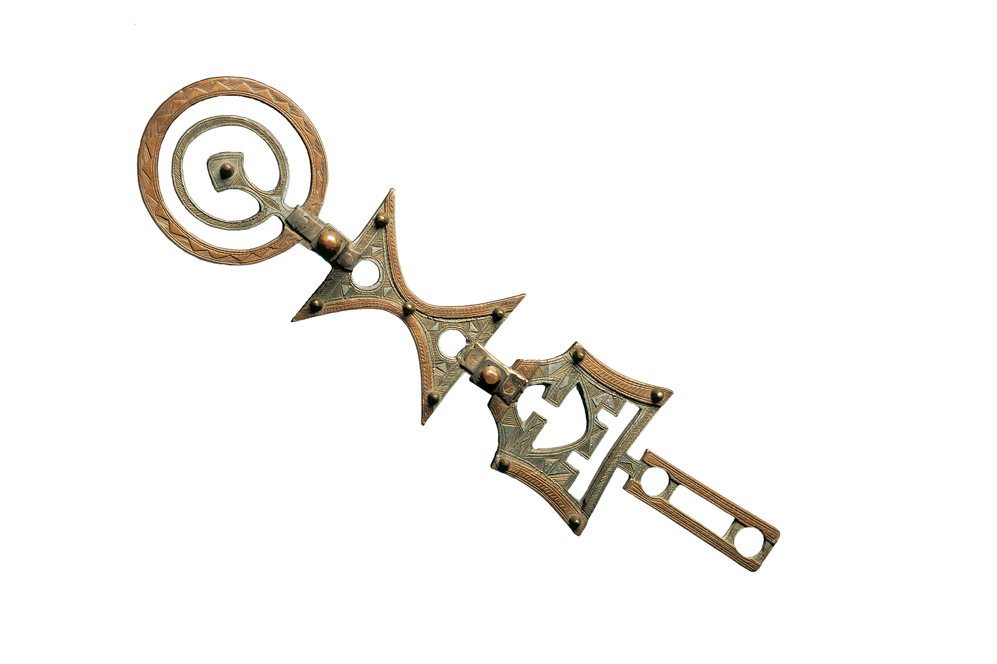 African iron and copper alloy pendant