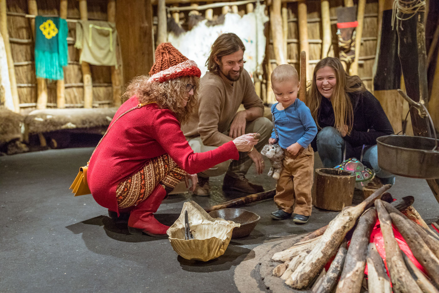 Visitors of all ages can engage with objects from everyday Pawnee life in the 1800s, including buffalo horn spoons.