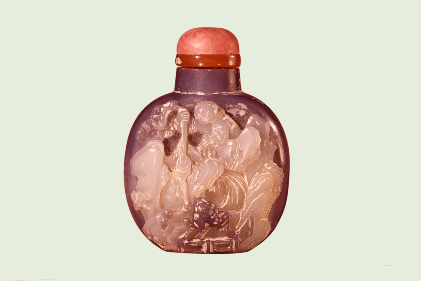 In the Qing period (AD 1644–1911), decorated snuff bottles emerged as a new art form. Snuff, a powdered form of tobacco, became popular in China during the 1600s.