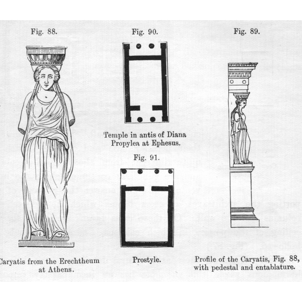 An architectural rendering featuring a caryatid that inspired the four porches of statues on The Field Museum.