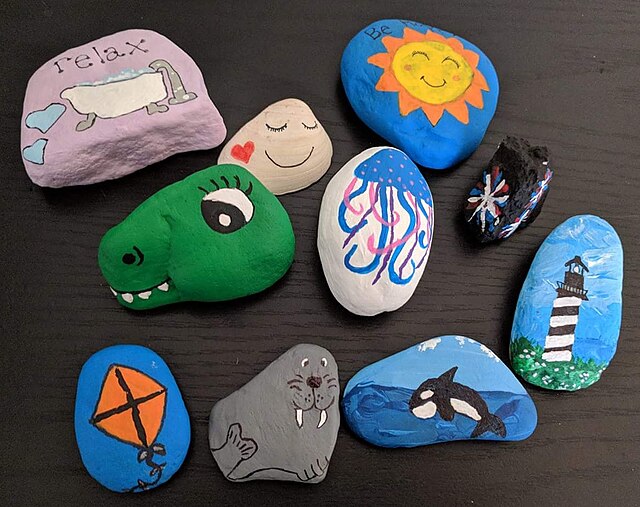 Several painted rocks