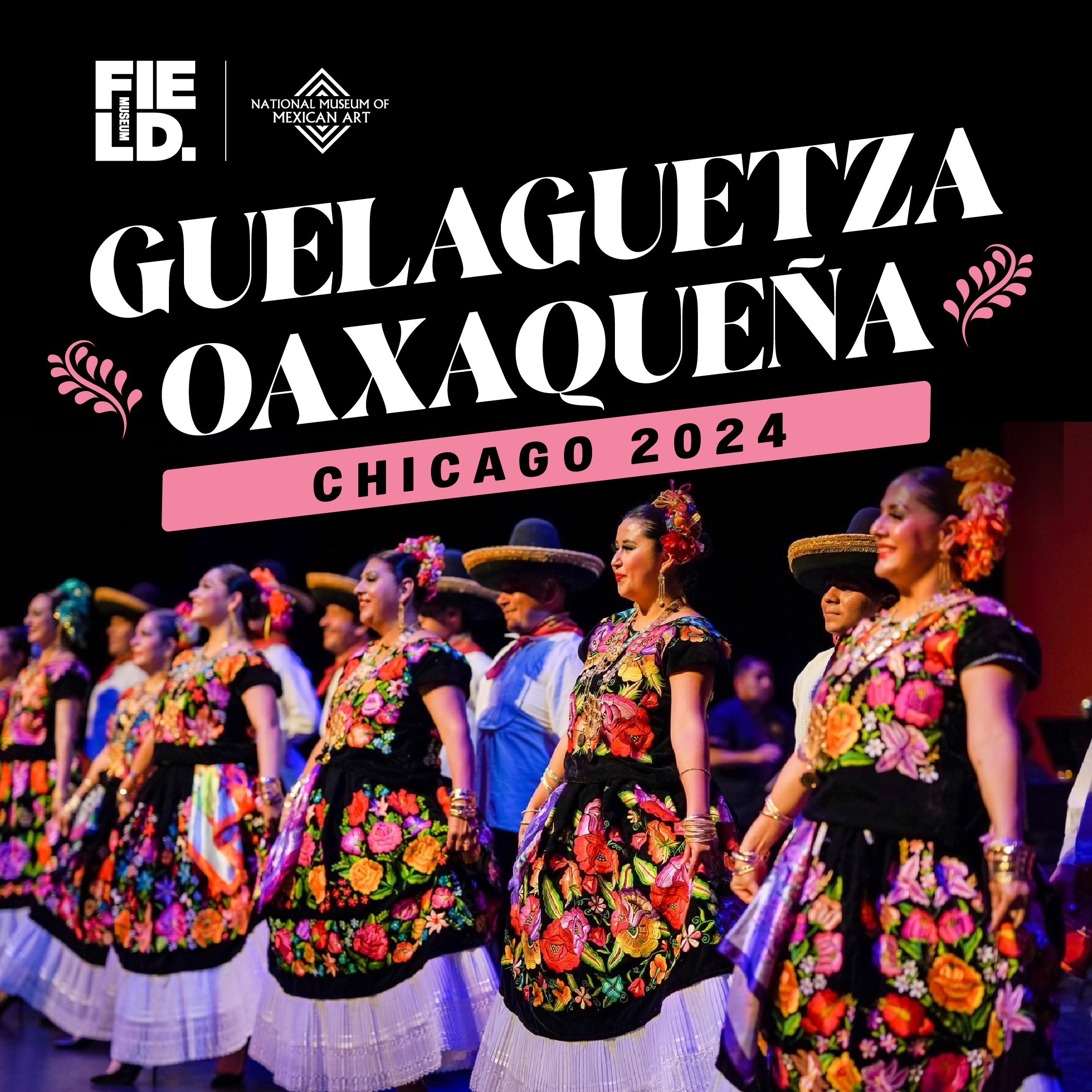 Women wearing traditional Mexican clothing on a stage.
