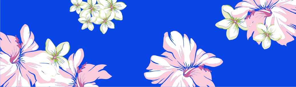 AANHPI thumbnail background. Blue with pink and white flowers