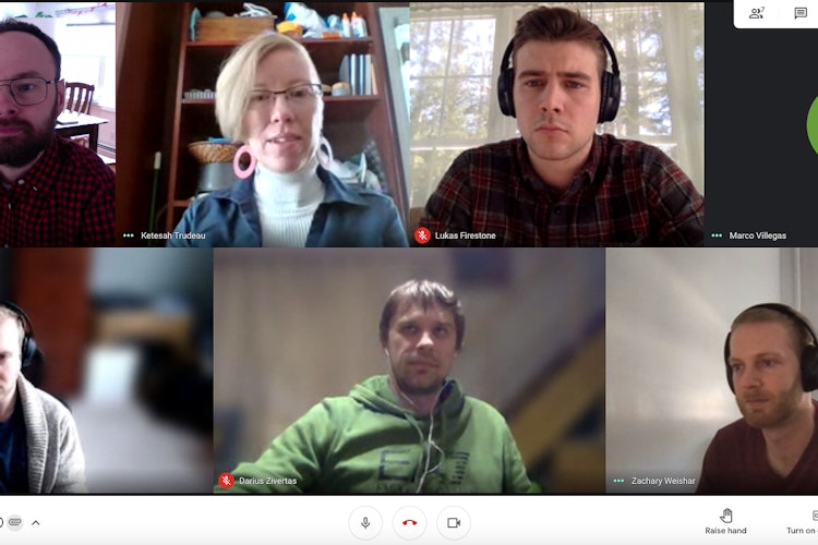 A screenshot of a virtual team meeting