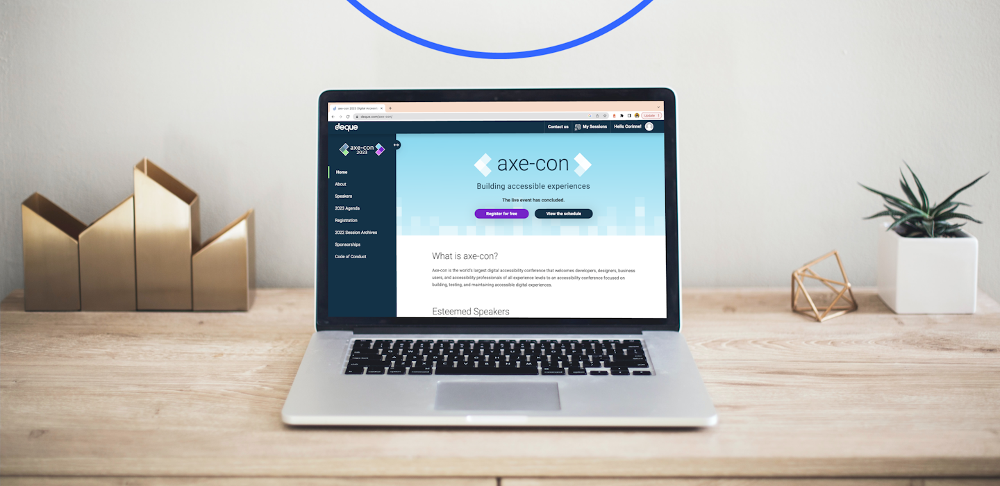 a laptop open to the axe-con webpage