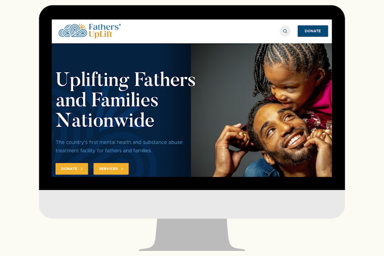 a screeshot of the Fathers' Uplift homepage. the page says "Uplifting fathers and families nationwide""