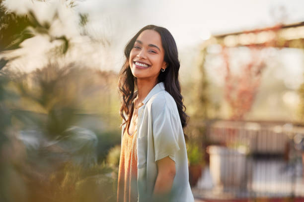 Woman in a Garden Smiling