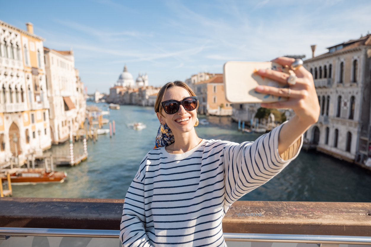 Woman in italy taking a selfie