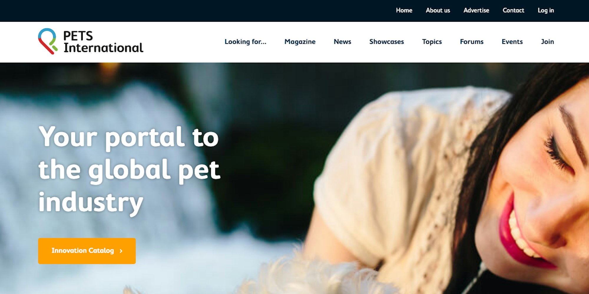 Screenshot PETS international homepage