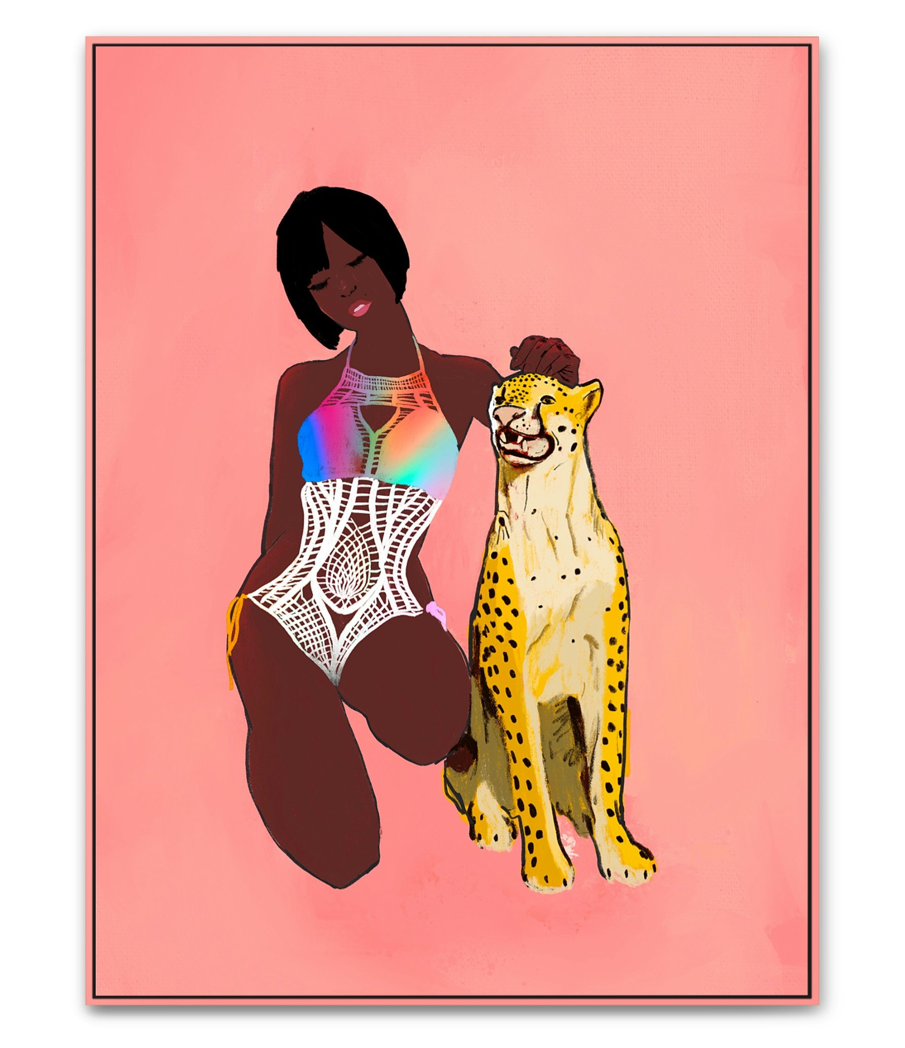 Female in Bikini with Cheetah