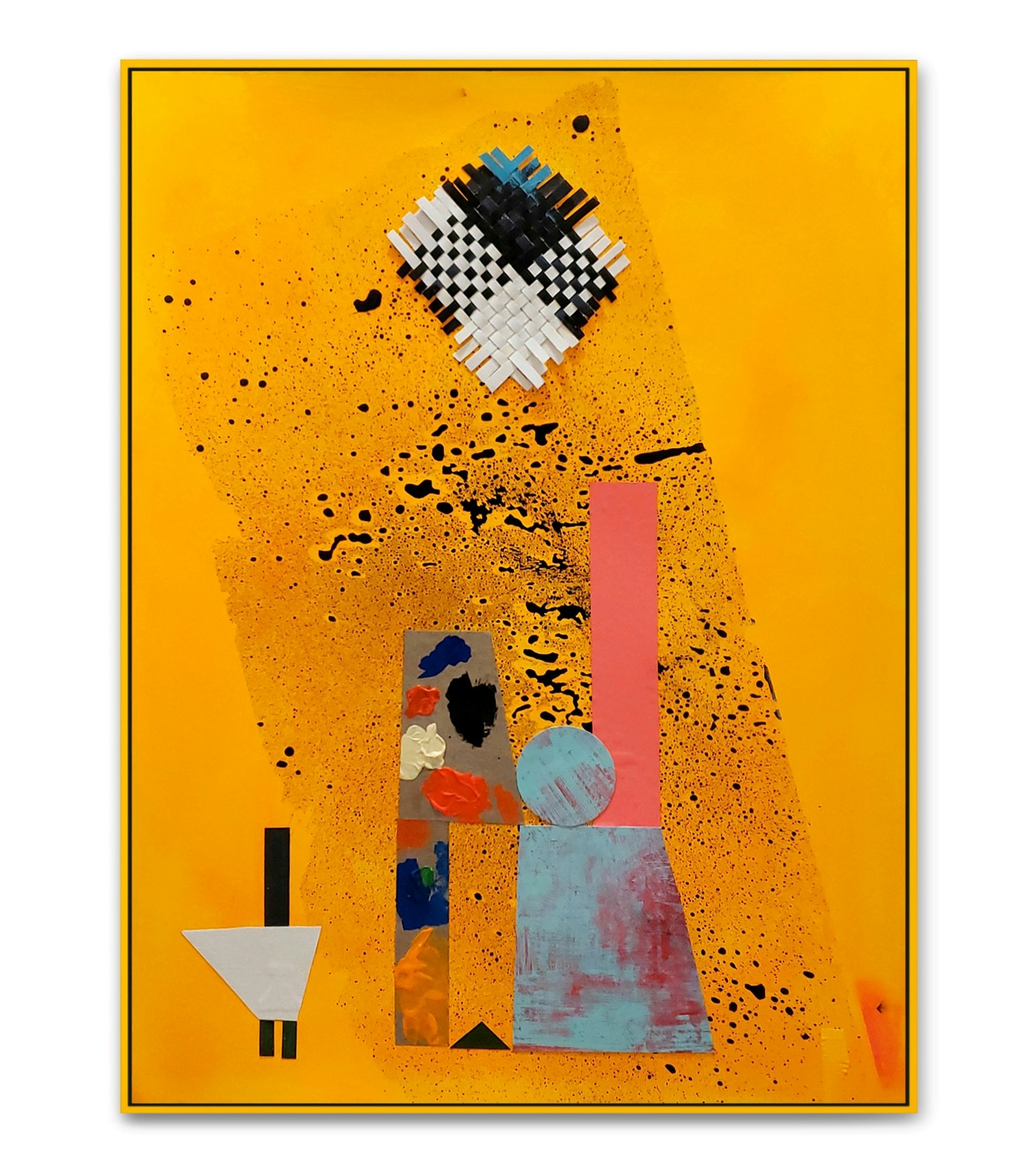 yellow abstract with black splatter