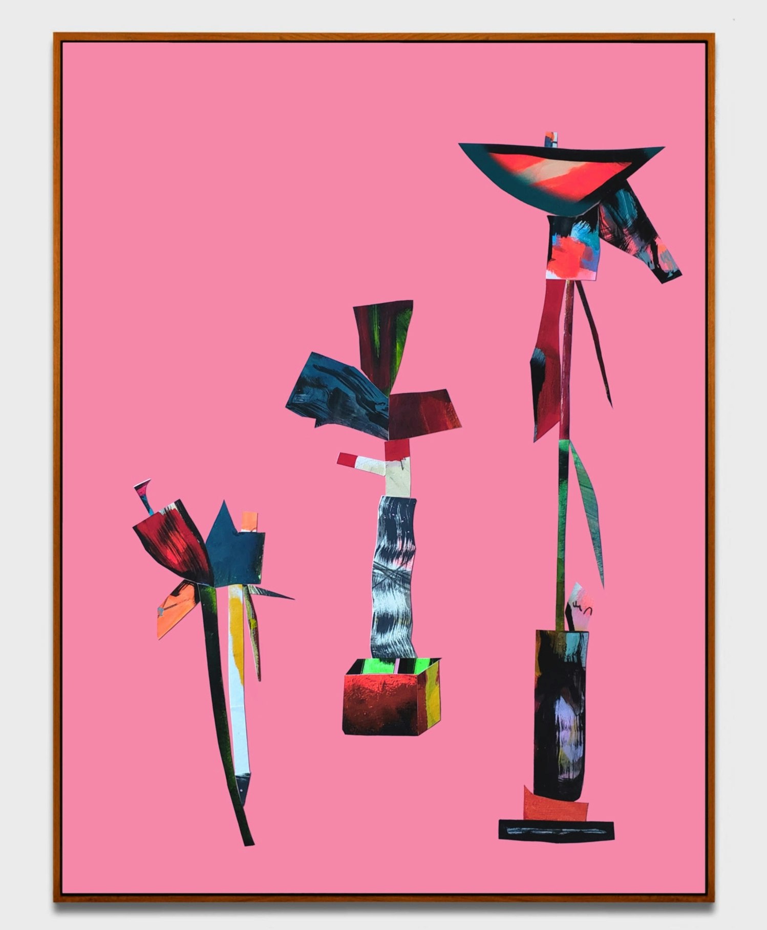 pink abstract collage flowers