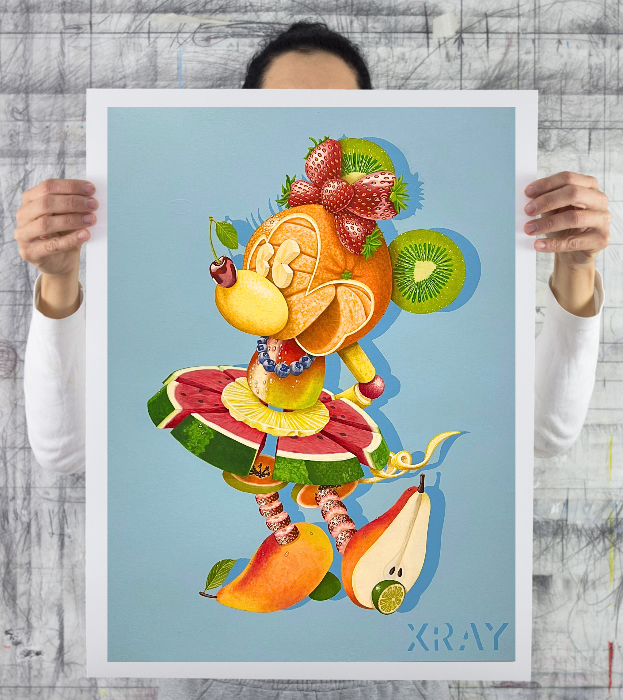 Print of Minnie Silhouette made of Fruit