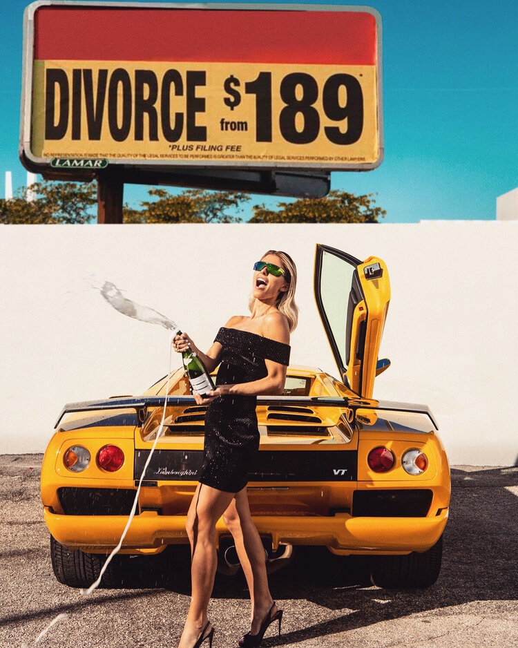Lamborghini and Divorce Sign