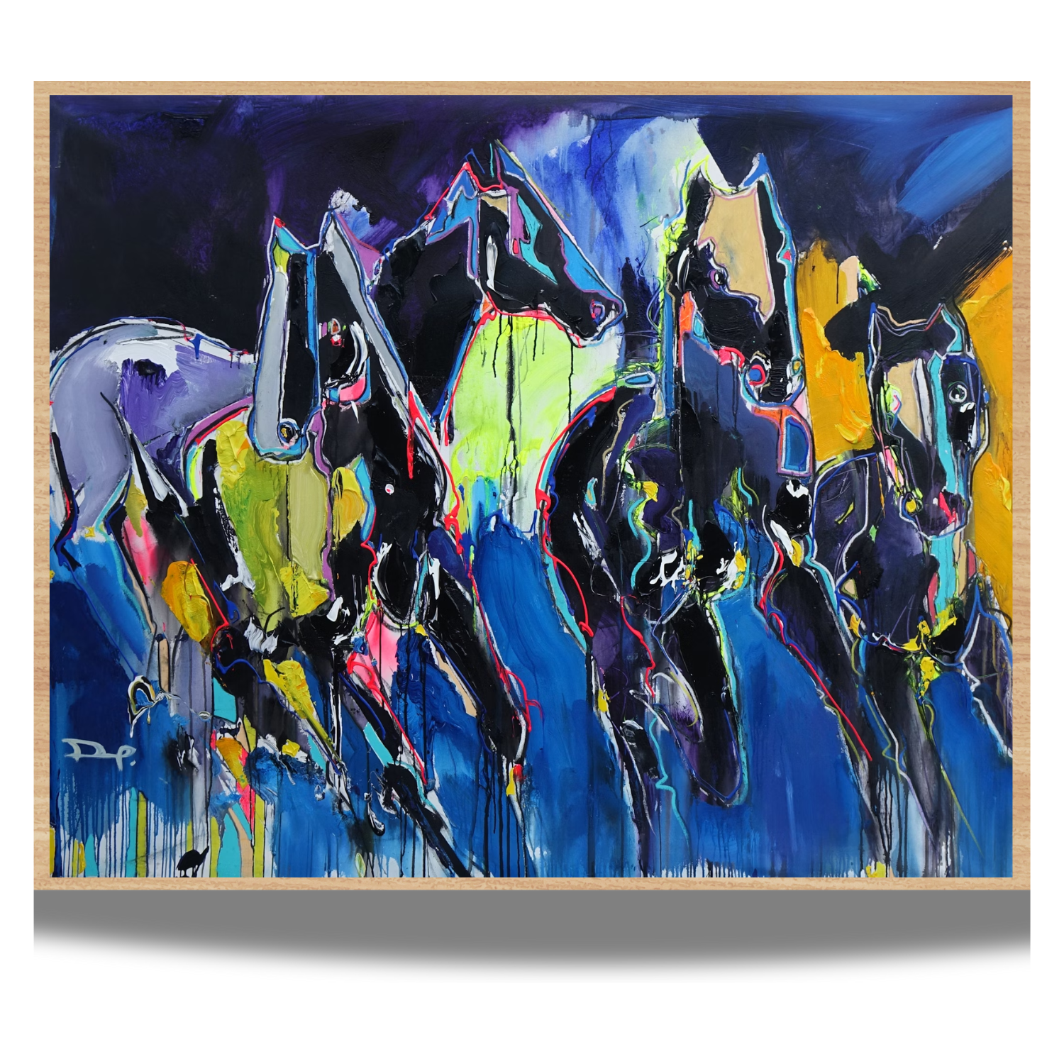 Abstract Mustangs in Blue