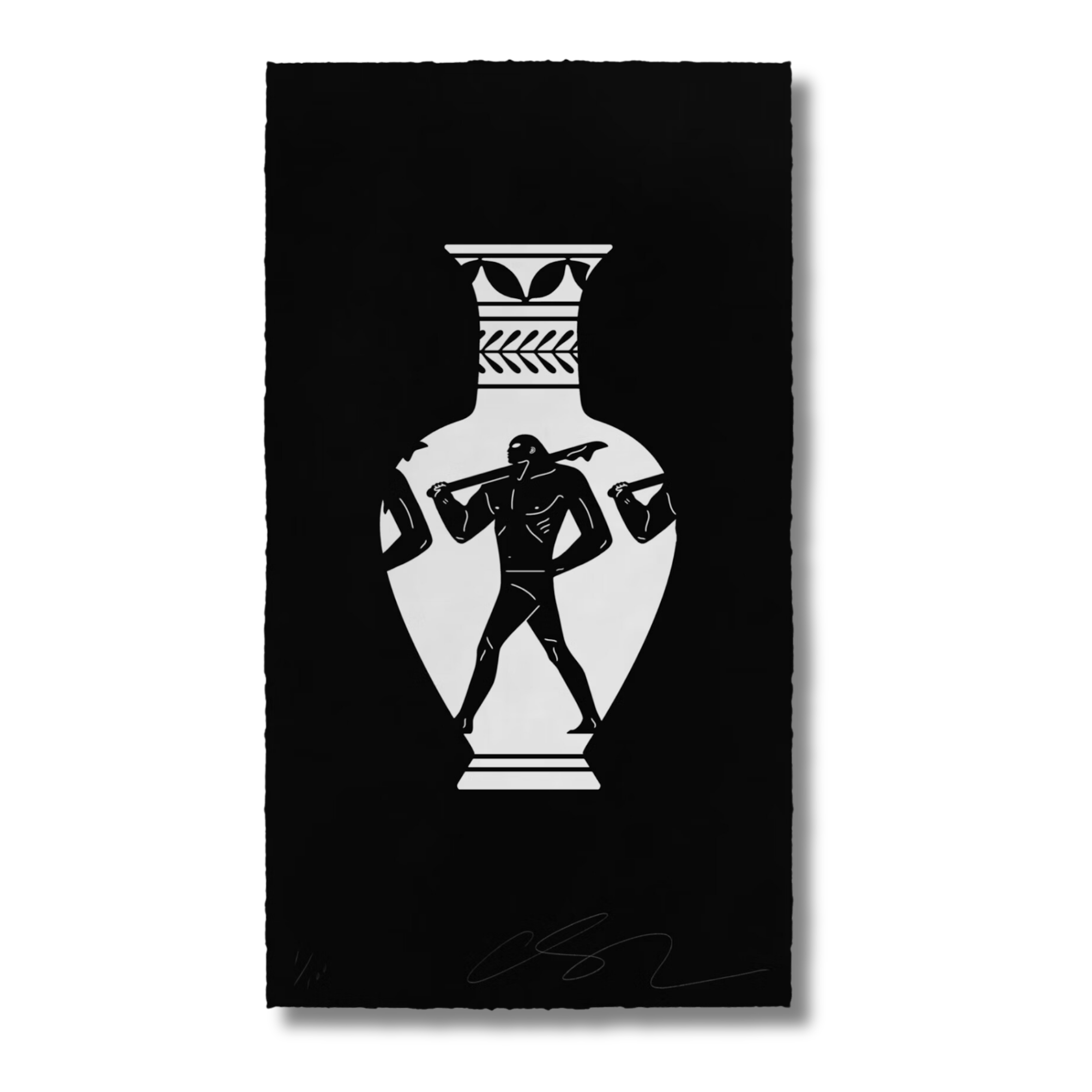 End of Empire Lekythos (Black)  Cleon Peterson Hand-Pulled Screen Print on 290 gsm Coventry Rag Paper with Deckled Edges  16'' x 16'' Inches