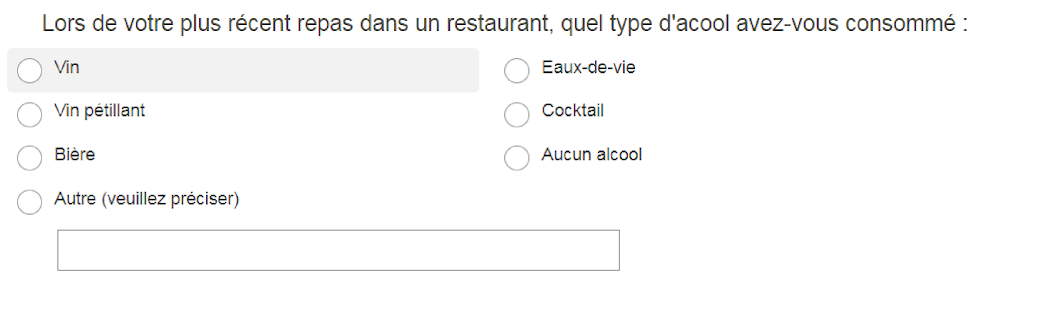 Question à choix multiple Questions étude de marché