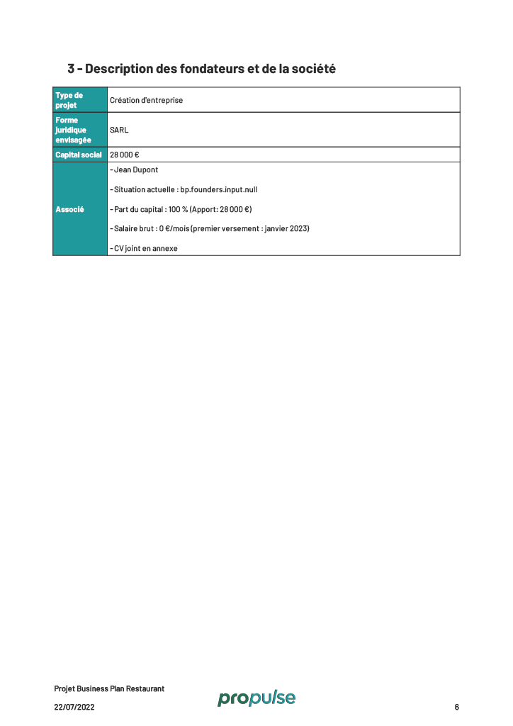 business plan restaurant gratuit pdf Restaurant statut juridique