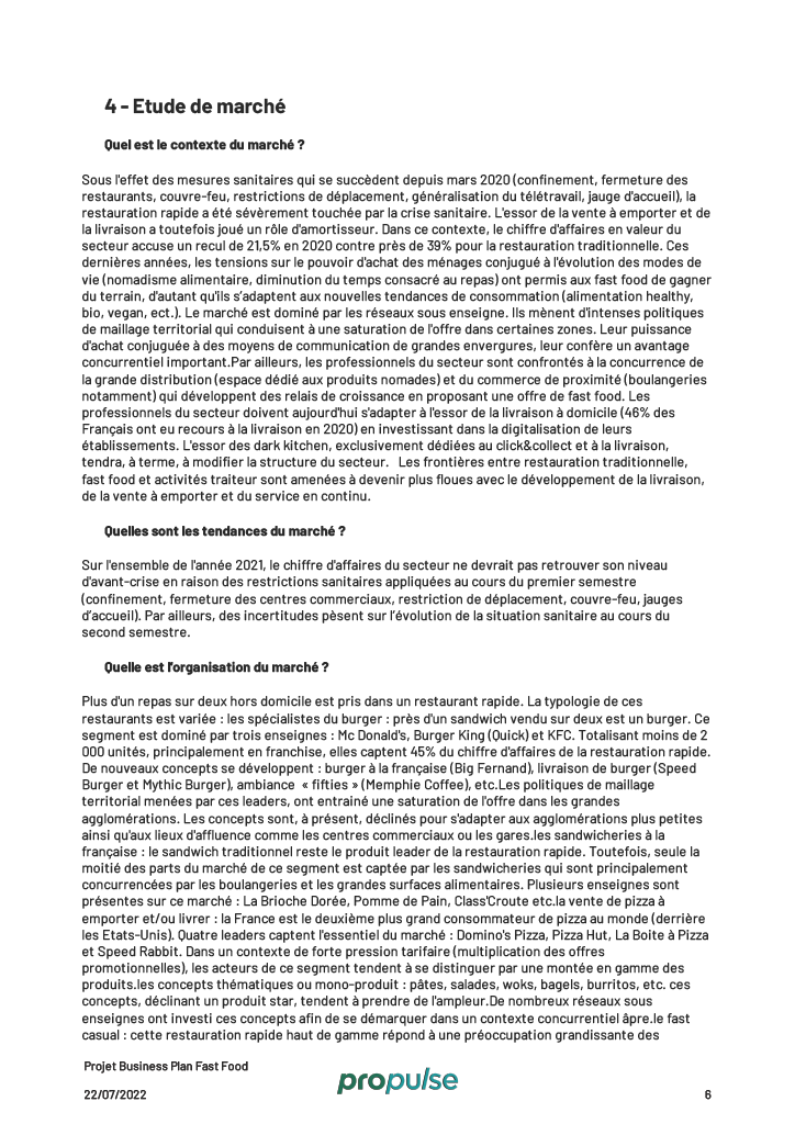example business plan restauration rapide pdf Étude de marché business plan fast-food