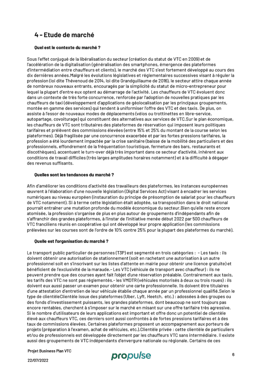 Exemple étude de marché VTC